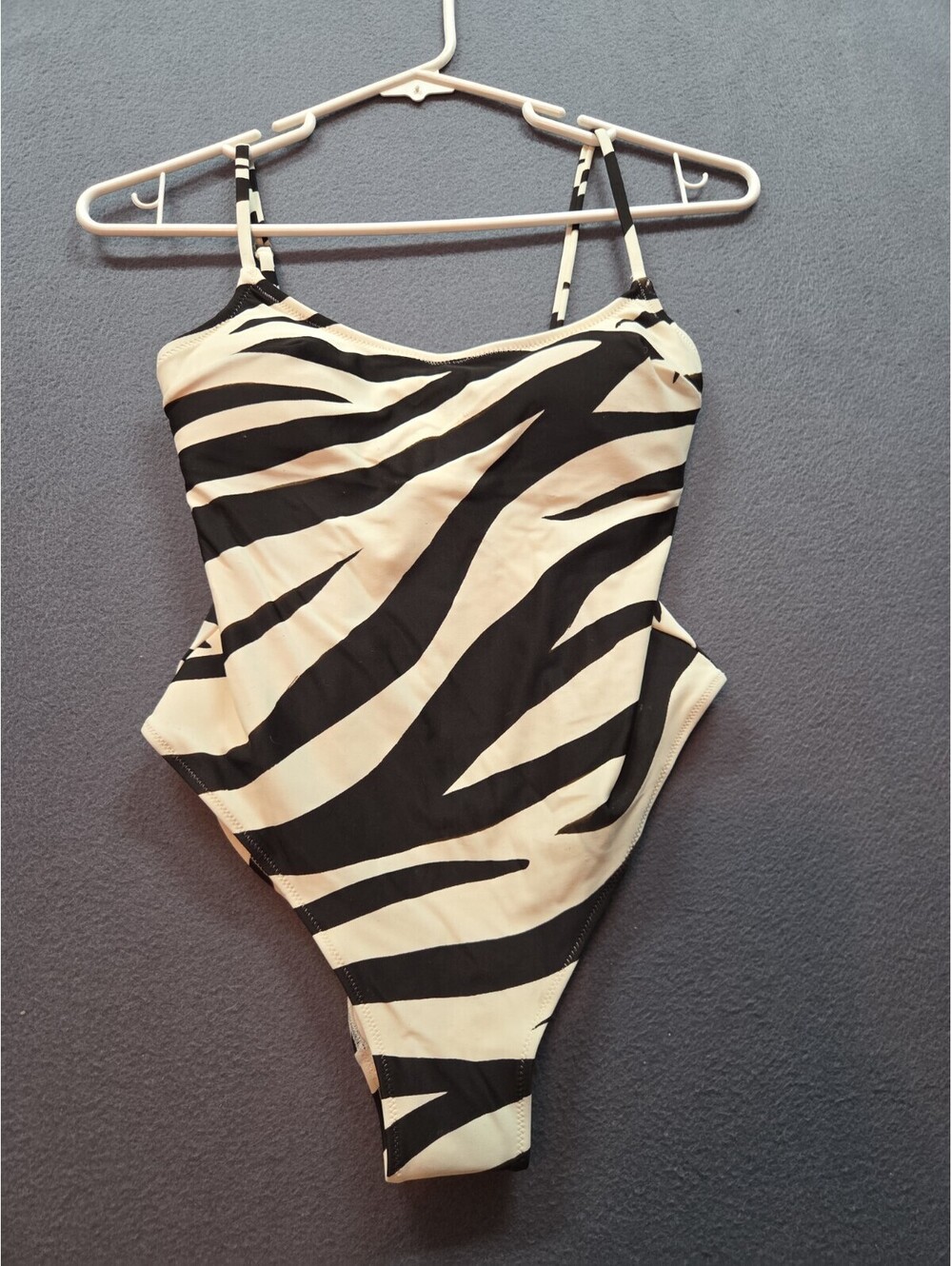 women's zebra striped one piece bathing suit by H&M size XS